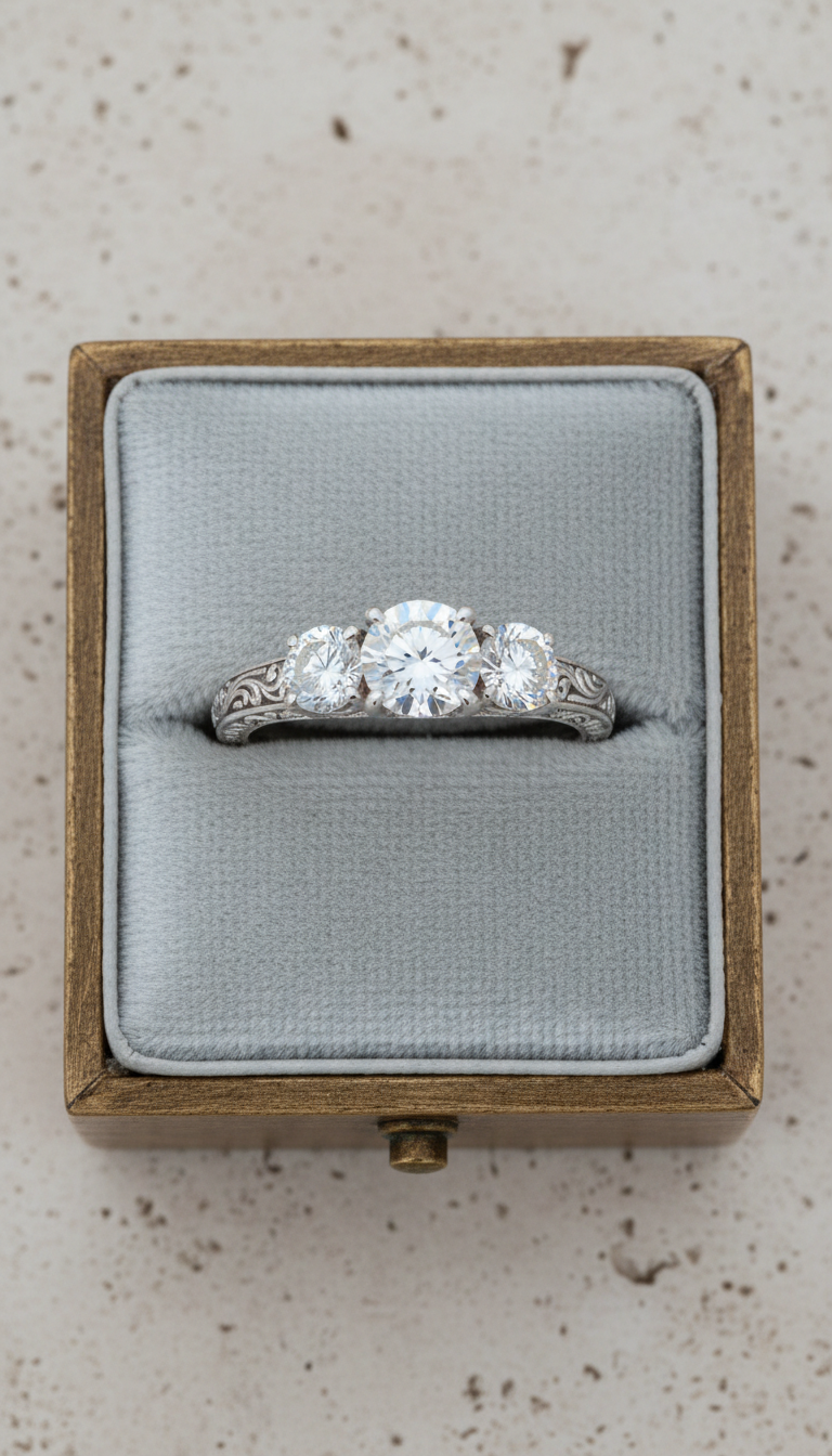 Three-stone platinum anniversary ring